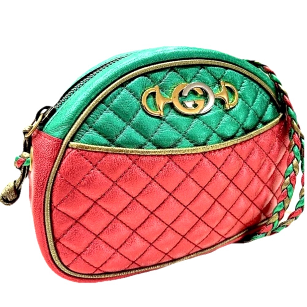 Authentic GUCCI GG Zumi Quilted Metallic Leather Trapuntata Crossbody Bag Purse - Picture 3 of 9